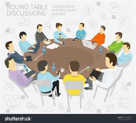 Group Business People Having Meeting Roundtable Stock Vector (Royalty ...