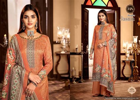 Harshit Jasmin Digital Printed Wool Pashmina Dress Material Catalog