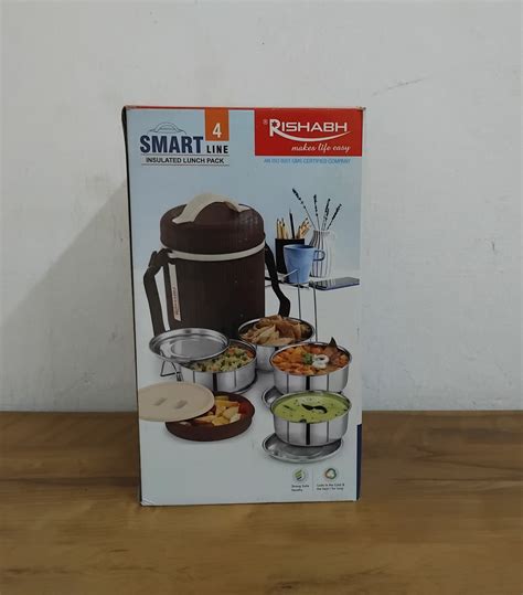 AM3321 Rishabh Smart Line 4 Lunch Box Steel Insulated Lunch Box Pack O ...