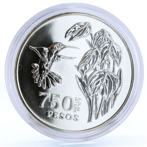Colombia 750 pesos Endangered Wildlife Colibri Bird Fauna silver coin ...
