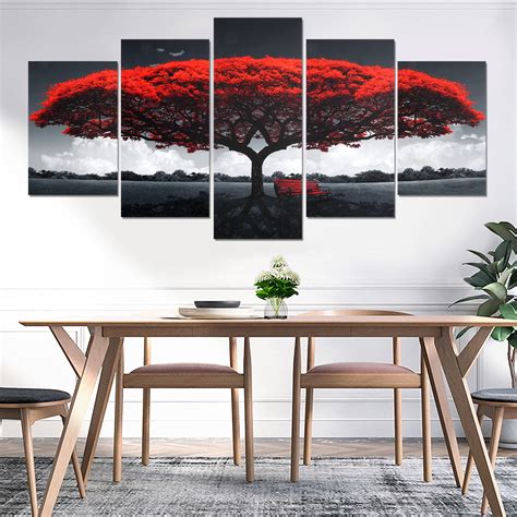 M Red Tree Sy B Wall Art P C P Home D 5 Pcs C $5.75 lumetalplastic.com