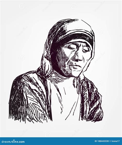 Teresa Mother Vector Illustration Sketch Portrait Editorial Image - Illustration of missionaries ...