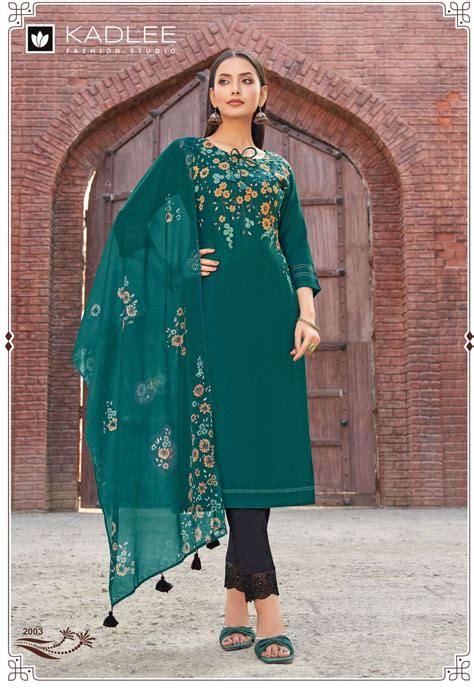 SHIVANI BY KADLEE 1001-1005 Fancy Viscose Weaving Print Dresses ...