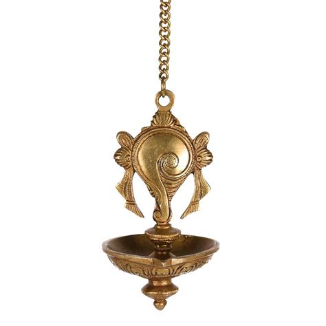 Handmade Golden Brass Hanging Diya Home Temple Pooja Room With Chain