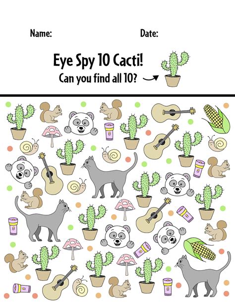 I Spy Worksheets Printable