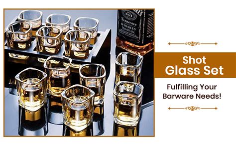 Buy VILON Premium Heavy Base Shot Glass Set 6 | Crystal Square Shot ...
