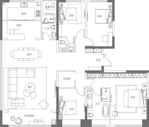 20200905-现代（一级）-木白有序-客餐厅+卧室-hykj - 现代风格四室两厅装修效果图 - 许瑞灵设计效果图 - 每平每屋·设计家