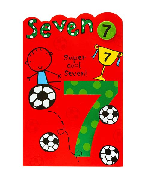 Buy 7th Birthday Card - Birthday Card 7-Year-Old Boy - Football Design ...