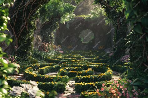 Premium Photo | Whimsical garden mazes with hidden pathways octane