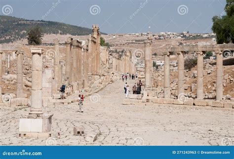 Ancient Ruins of the Roman Plaza in Jerash Ancient City in Jordan ...
