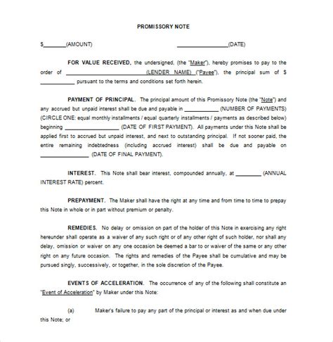 Promissory Note Template Word 的图像结果