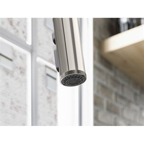 KOHLER Lathe Polished Nickel/Matte Black Single Handle Pull-down ...