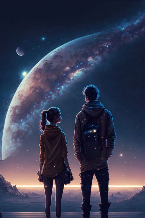 ArtStation - Cute couple looking at the stars and planets