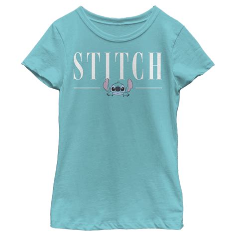 Girl's Lilo & Stitch White Script Face Graphic Tee Tahiti Blue X Large ...