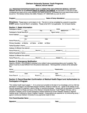 Fillable Online clarkson All information on this form is kept ...