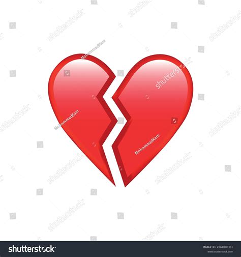 Broken Heart Emoji Isolated On White Stock Vector (Royalty Free ...