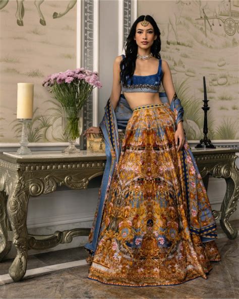 Shop for multicoloured printed lehenga set online