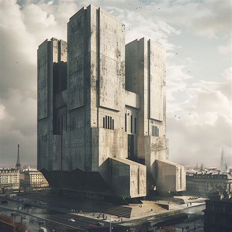 Notre Dame as brutalist Soviet architecture, realistic Rumah