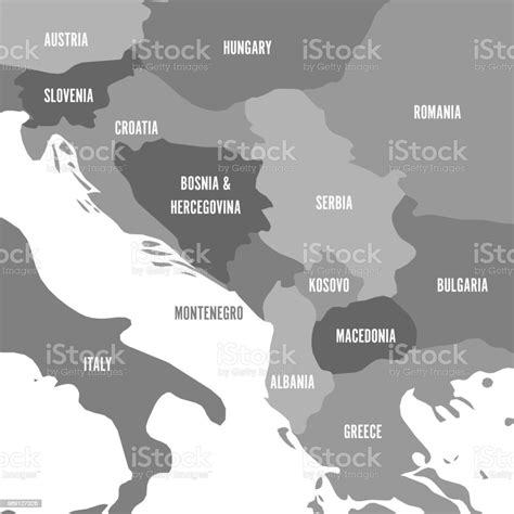 Political Map Of Balkans States Of Balkan Peninsula Four Shades Of Grey Vector Illustration ... - political map of balkan