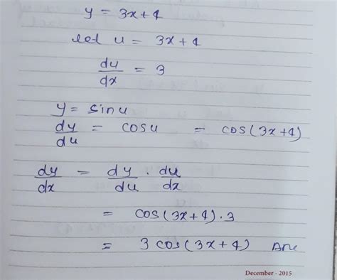 y = Sin (3x+4) differentiation - Brainly.in