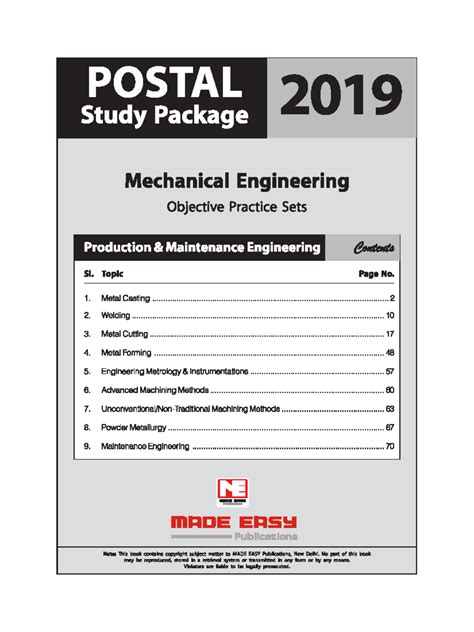 POSTAL 2019 ME Objective Practice Sets: Production & Maintenance Engg ...
