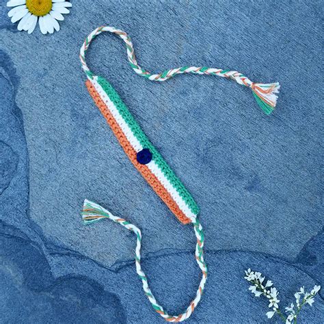 Buy Handmade Crochet Indian Flag Band Rakhi With Roli Chawal Online On ...