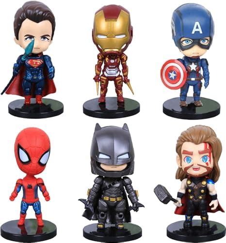 Skytail 6pcs Avengers and DC Comics Superhero Toy Topper Special ...
