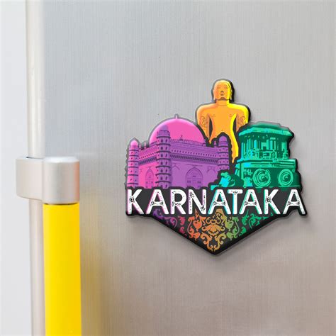 Karnataka Fridge Magnet – Wooden Souvenir | Stickerji