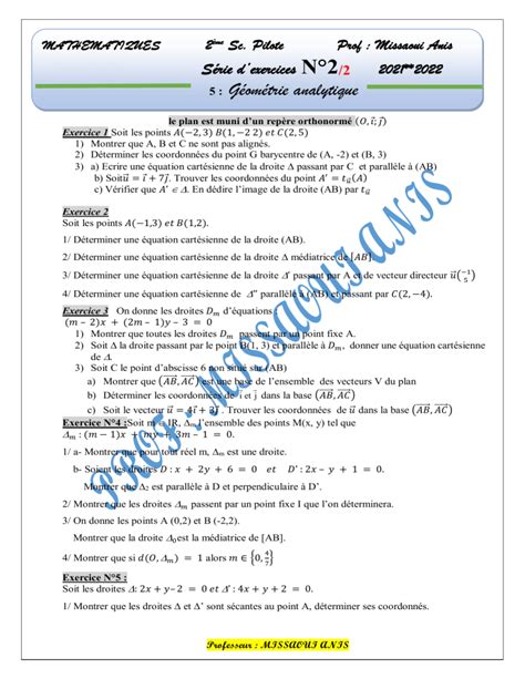 Image result for Exo7 Geometrie Analytique