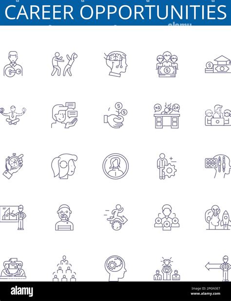 Career opportunities line icons signs set. Design collection of Opportunities, Career, Jobs ...
