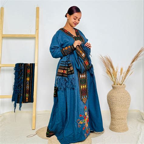 Dark Blue Raya Cultural Dress Habesha Kemis Hab48 - Etsy