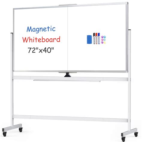 Maxtek 72"x40" Magnetic Dry Erase Board, Large Mobile Whiteboard Double ...