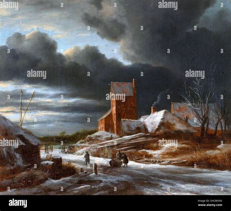 Jacob van Ruisdael. Painting entitled "Winter Landscape" by the Dutch ...