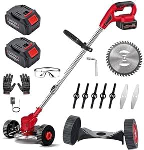 OBIXO Electric Cordless Weed Trimmer, 3-in-1 Grass Trimmer Brush Cutter ...