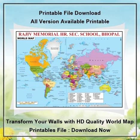 Large Printable World Map Print 的图像结果