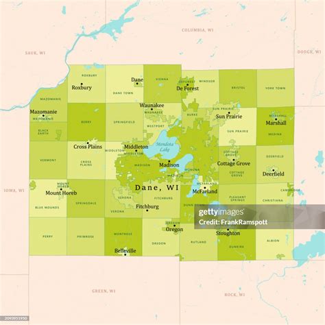Wi Dane County Vector Map Green High-Res Vector Graphic - Getty Images
