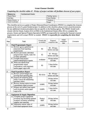 Fillable Online Grant Closeout Checklist Fax Email Print - pdfFiller