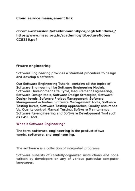 CCS336: Software Engineering Overview and Prototyping Models - Studocu