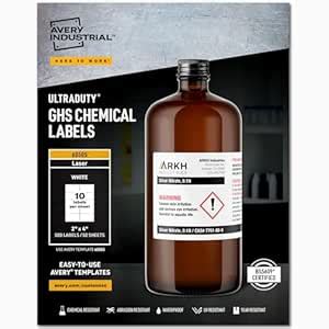 Avery UltraDuty GHS Chemical Labels for Laser Printers, Waterproof, UV ...
