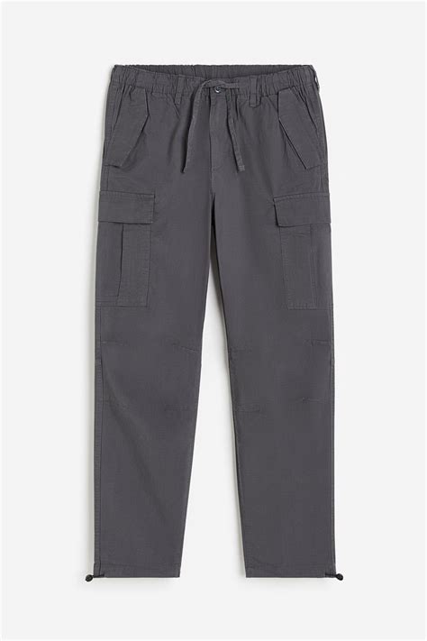 Regular Fit Ripstop cargo trousers - Dark grey - Men | H&M IN