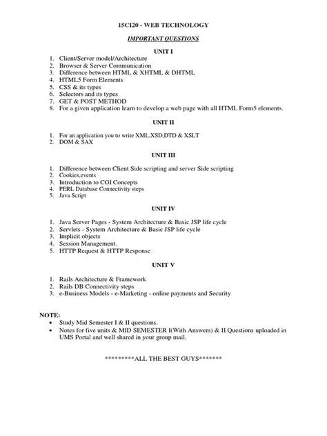 Image result for Web Technology Important Questions