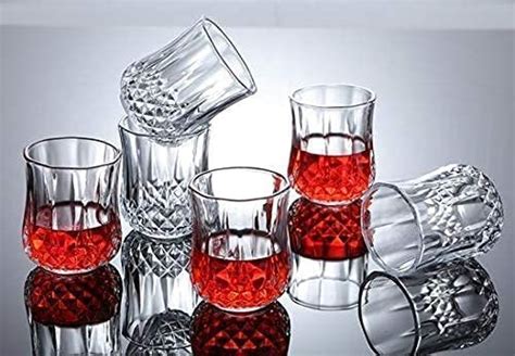 Buy Bold & Wide Fancy Design Crystal Clear Shot Glass Set Shot Glass ...