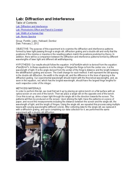 Image result for Interference and Diffraction Lab Report