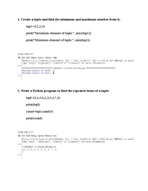 Python - Create a tuple and find the minimum and maximum number from it ...