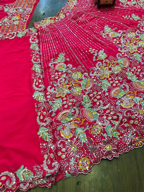 Pink Georgette Floral Embroidered Lehenga Choli – Lehenga Closet