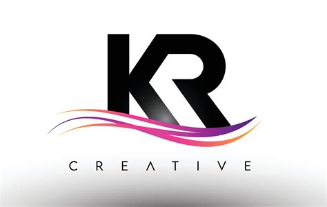 ícone do design da carta do logotipo do kr. letras kr com linhas ...