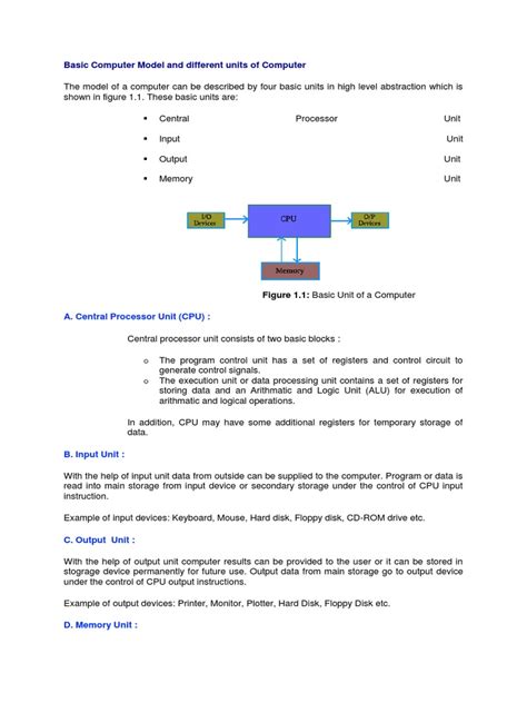 Basic Computer Model and Different Units of Computer 1 | PDF | Computer Data Storage | Random ...