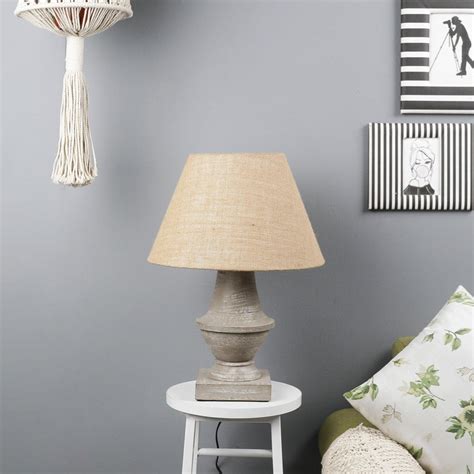 Distressed Pedestal Wood Table Lamp With Shade (Bulb Included) – The ...