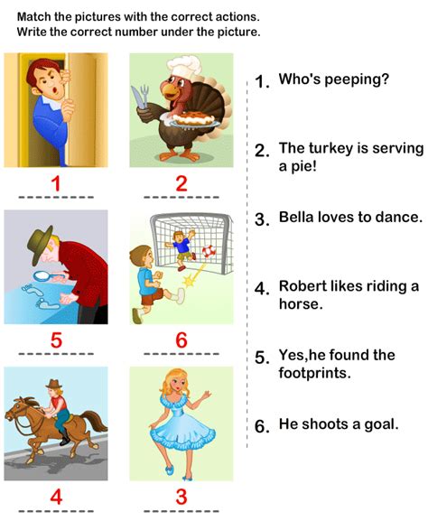 Connect Sentences With The Picture | Kindergarten Picture Worksheet