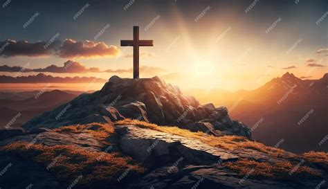 Premium Photo | Religious christian cross crucifixion on top of ...
